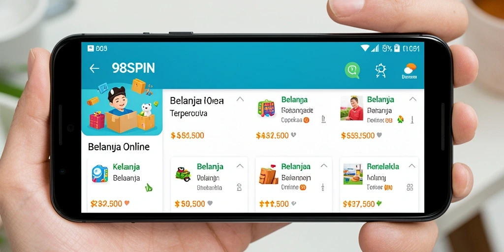 Antarmuka pengguna aplikasi 98SPIN yang sederhana dan menarik.