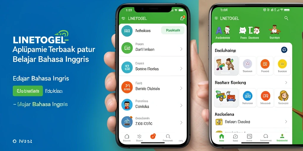 Antarmuka utama LINETOGEL untuk belajar bahasa Inggris.
