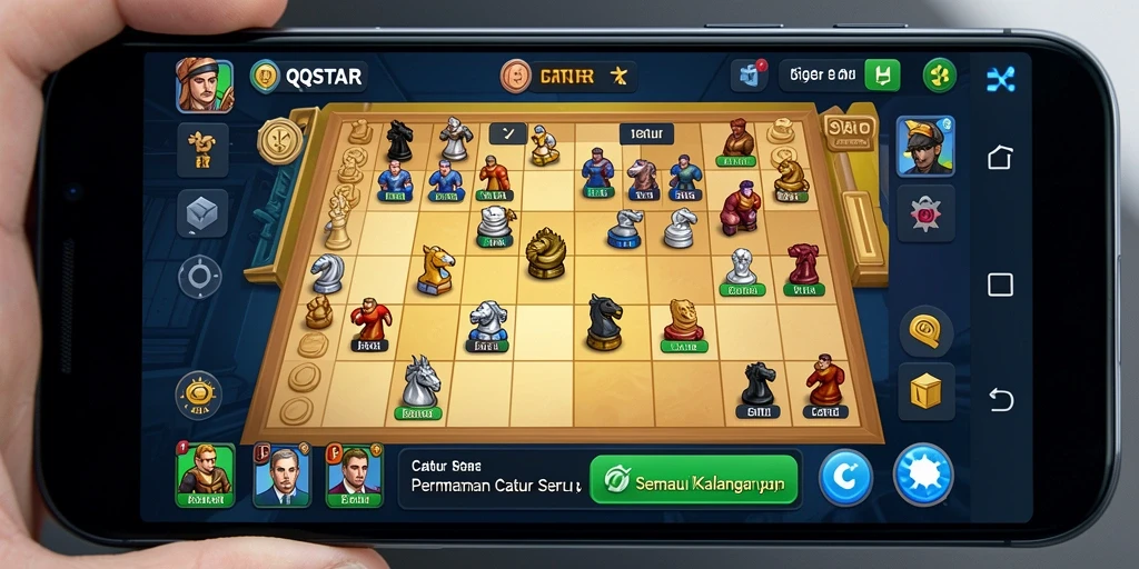 Tampilan antarmuka catur QQSTAR yang menarik dan modern.