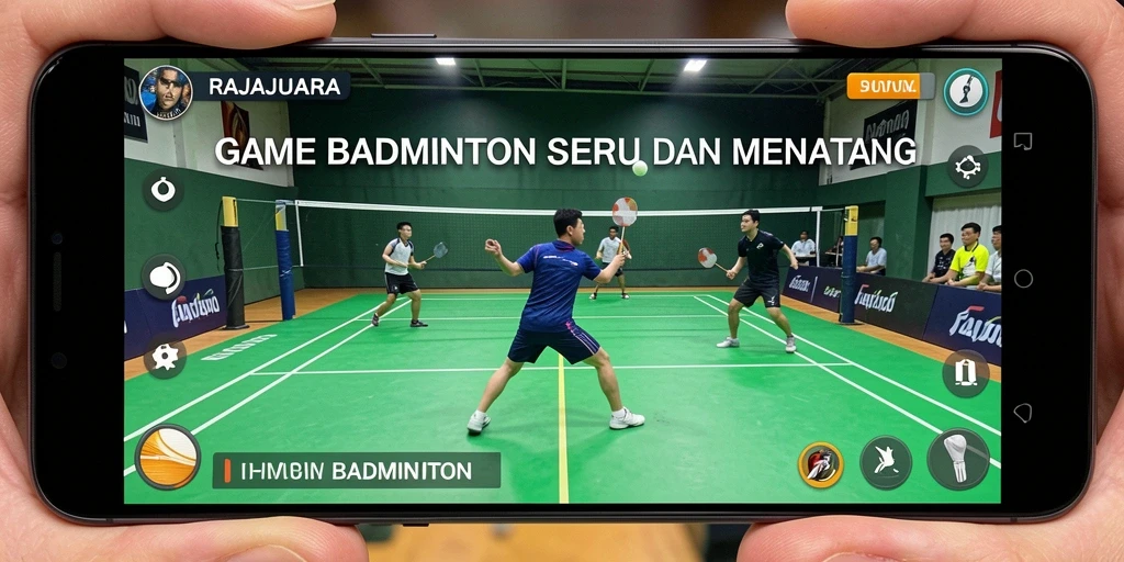 Tampilan antarmuka RAJAJUARA yang menarik dan fungsional untuk game Badminton.