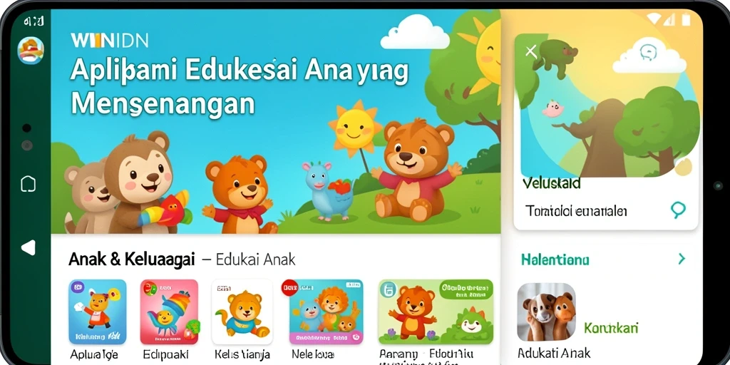 Tampilan antarmuka aplikasi WINIDN yang ramah anak dan menarik.